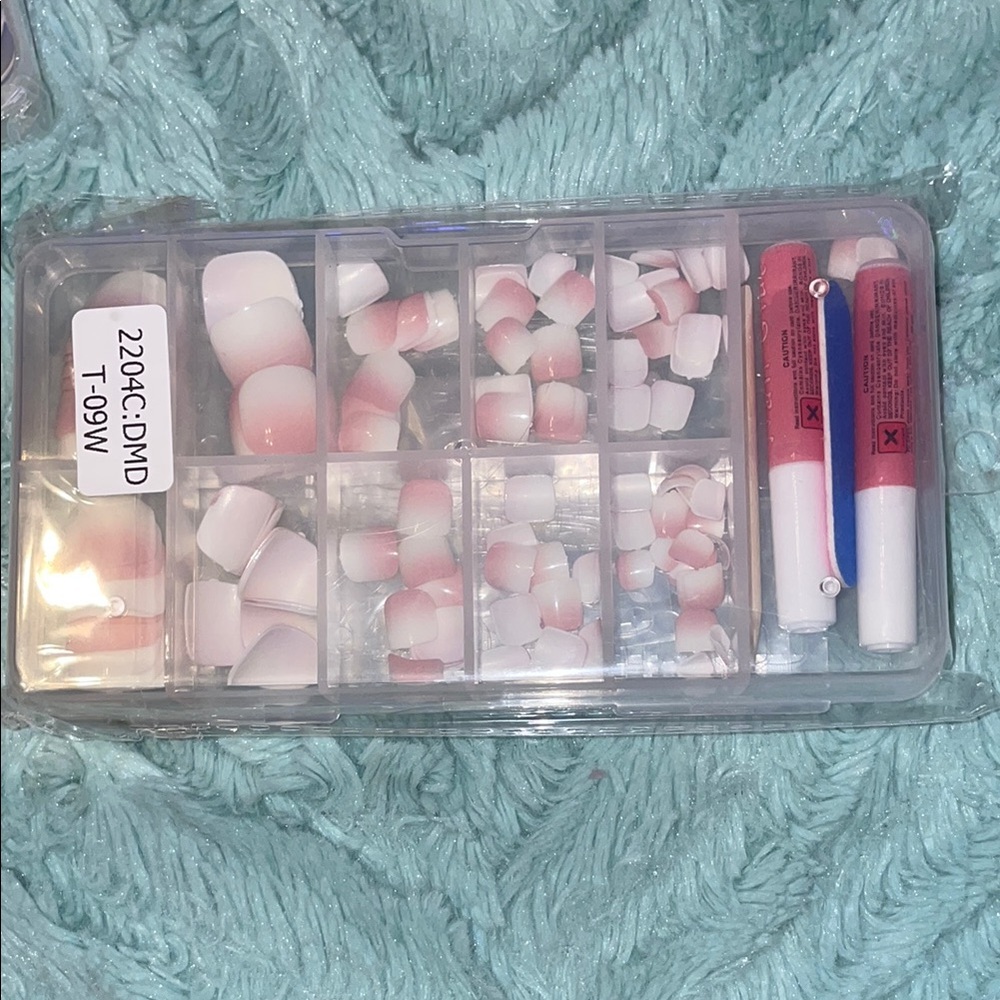 Pink and White Ombre False Nail Set